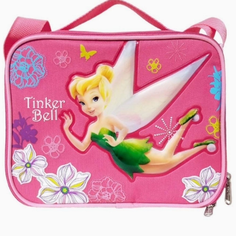 ($5 Bundled)Disney Tinker Bell Girls Pink Square Lunchbox, BAG